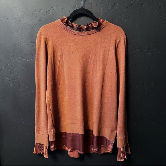 Sioni Milano Brown Sweater with Ruffle Collar Size:L great condition - Picture 1 of 8